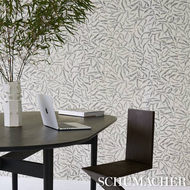 Leaf Bloom Charcoal by Schumacher Modern Organic Wallpaper – Schumacher 5016390
