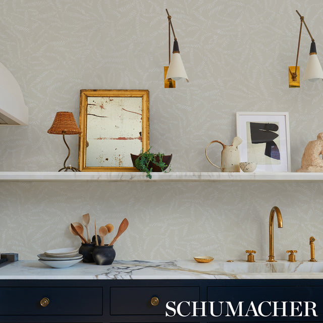 Leaf Bloom Neutral by Schumacher Design Lab Modern Organic Wallpaper – Schumacher 5016392