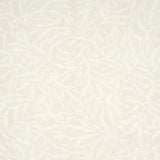 Leaf Bloom wallpaper in a neutral colorway with a graphic, feathery pattern, styled in modern interiors.