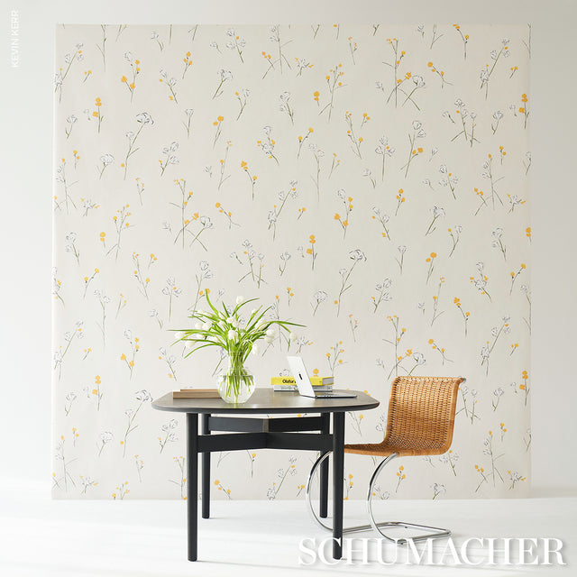 Alex's Floral Daffodil by Schumacher Painterly Floral Wallpaper – Schumacher 5016400