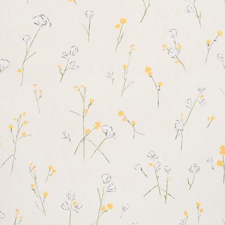 Alex's Floral wallpaper in Daffodil by Schumacher, featuring painterly yellow and white flowers on a light background.
