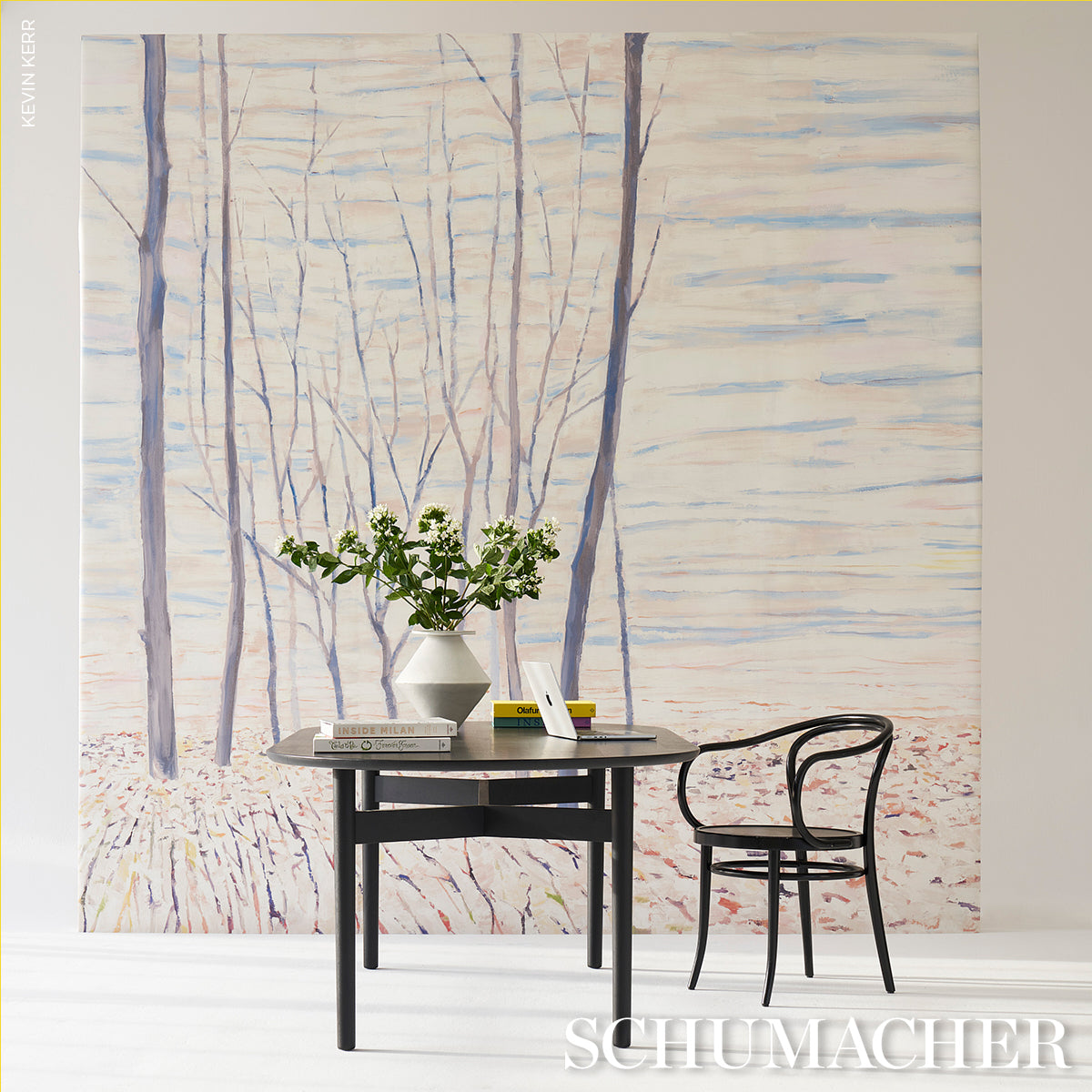 Acanthus Forest Panel Set Cool Multi by Schumacher Scenic Contemporary Wallpaper Mural – Schumacher 5016410