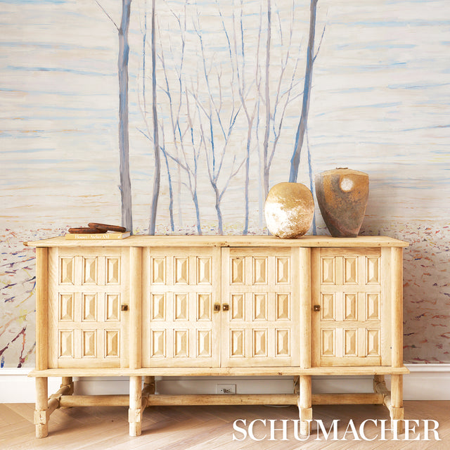 Acanthus Forest Panel Set Cool Multi by Schumacher Scenic Contemporary Wallpaper Mural – Schumacher 5016410