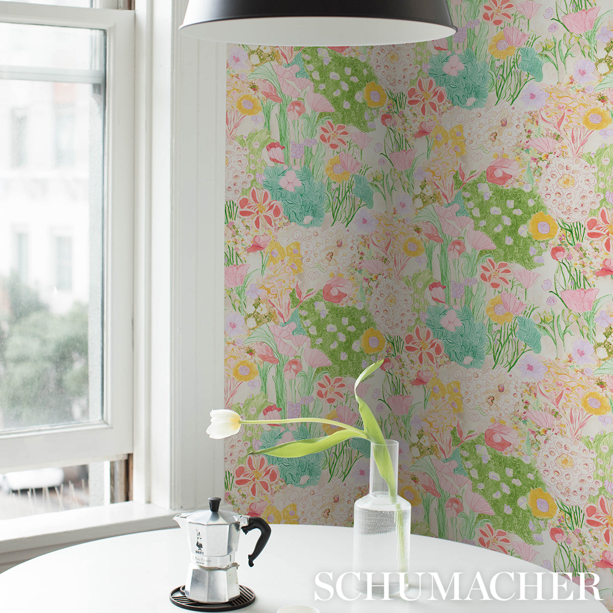 Frank's Garden Pink & Green Botanical Wallpaper – Schumacher 5016421