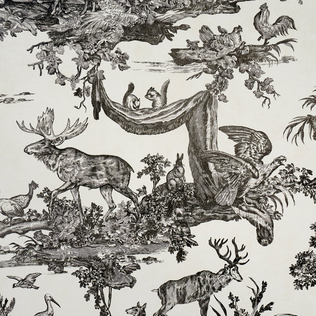Western Toile Carbon by Schumacher Scenic Animal Wallpaper – Schumacher 5016440