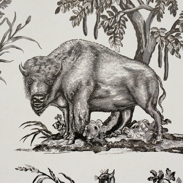 Western Toile Carbon by Schumacher Scenic Animal Wallpaper – Schumacher 5016440