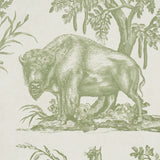 Western Toile Olive by Schumacher Classic North American Animal Toile Wallpaper – Schumacher 5016441