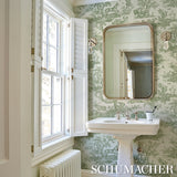 Western Toile Olive by Schumacher Classic North American Animal Toile Wallpaper – Schumacher 5016441