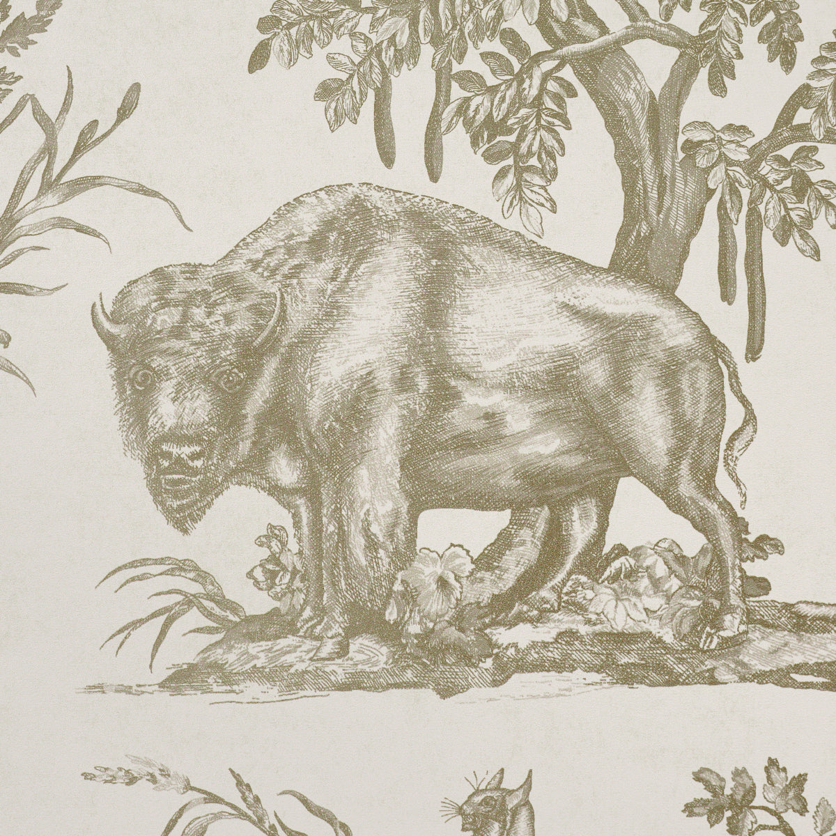 Western Toile Stone by Schumacher Traditional Toile Animal Wallpaper – Schumacher 5016442