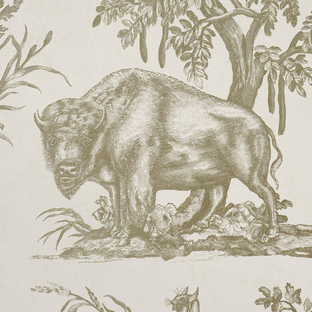 Western Toile Stone by Schumacher Traditional Toile Animal Wallpaper – Schumacher 5016442