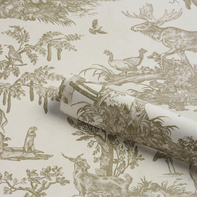 Western Toile Stone by Schumacher Traditional Toile Animal Wallpaper – Schumacher 5016442