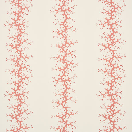 Coral Stripe wallpaper by Schumacher featuring delicate coral branches in a stripe pattern on a light background.