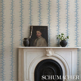 Coral Stripe Blue by Schumacher Elegant Stripe Wallpaper – Schumacher 5016451