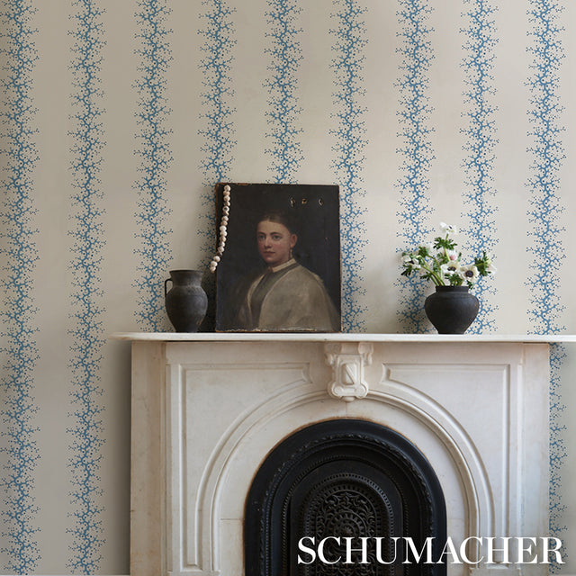 Coral Stripe Blue by Schumacher Elegant Stripe Wallpaper – Schumacher 5016451