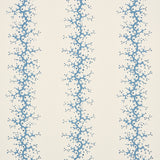 Coral Stripe wallpaper in blue by Schumacher, featuring delicate coral branches forming a vertical stripe pattern on a light background.
