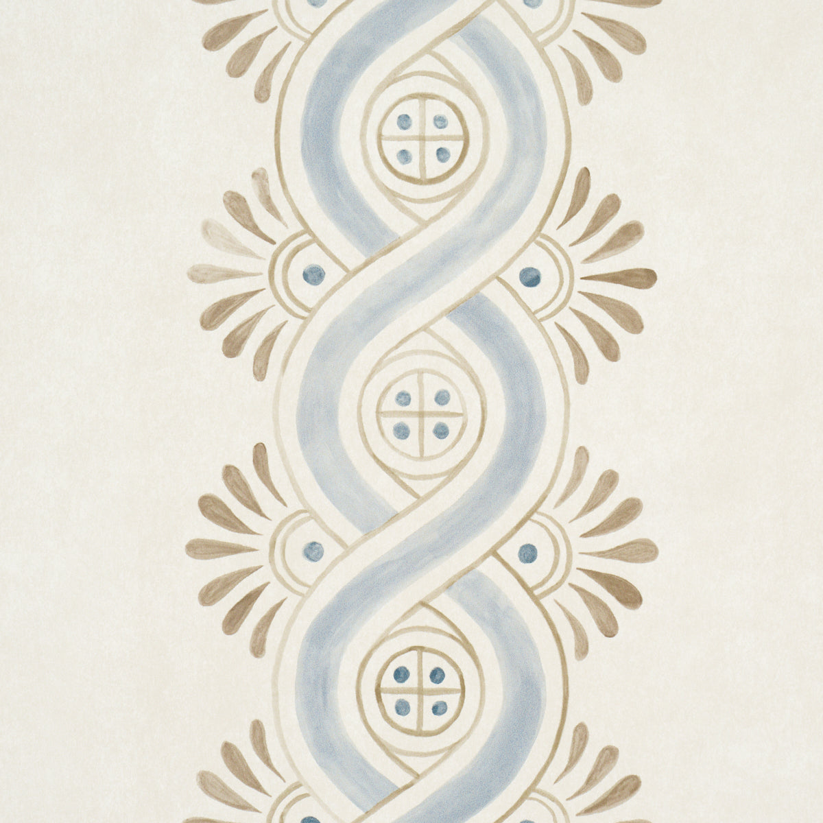 Leonidis Stripe Blue by Schumacher Hand-Painted Ogee Stripe Wallpaper – Schumacher 5016460
