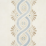 Leonidis Stripe Blue by Schumacher Hand-Painted Ogee Stripe Wallpaper – Schumacher 5016460