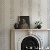 Leonidis Stripe Blue by Schumacher Hand-Painted Ogee Stripe Wallpaper – Schumacher 5016460