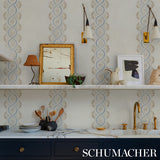 Leonidis Stripe Blue by Schumacher Hand-Painted Ogee Stripe Wallpaper – Schumacher 5016460