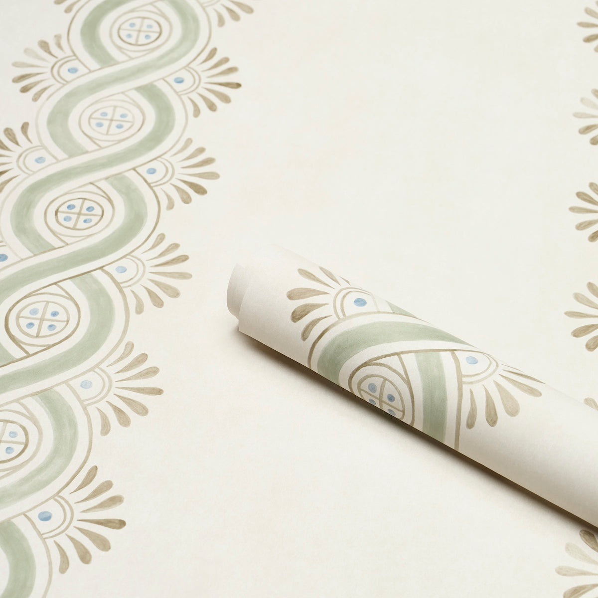 Leonidis Stripe Green by Schumacher Artistic Ogee Stripe Wallpaper – Schumacher 5016461