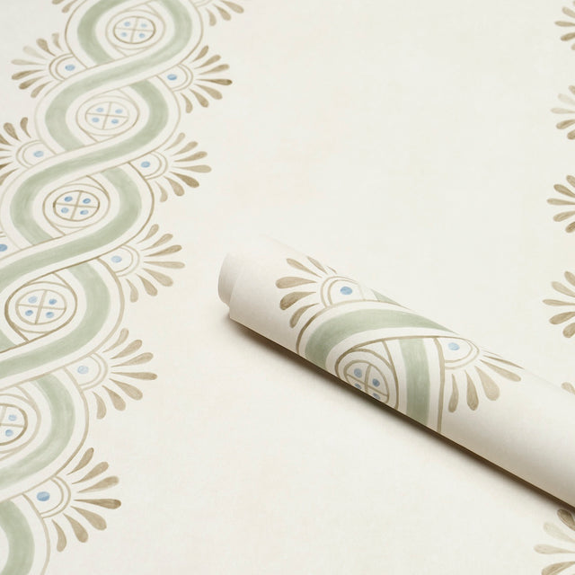 Leonidis Stripe Green by Schumacher Artistic Ogee Stripe Wallpaper – Schumacher 5016461