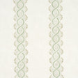 Leonidis Stripe wallpaper in green, featuring a hand-painted ogee stripe inspired by ancient frescoes, on a mottled ground.