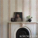 Leonidis Stripe Saffron by Schumacher Hand-Painted Ogee Stripe Wallpaper – Schumacher 5016462