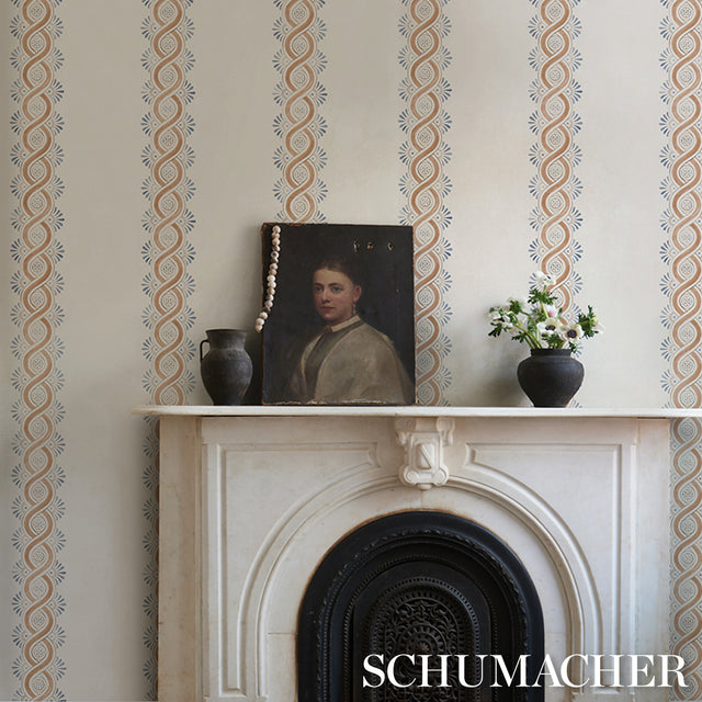 Leonidis Stripe Saffron by Schumacher Hand-Painted Ogee Stripe Wallpaper – Schumacher 5016462