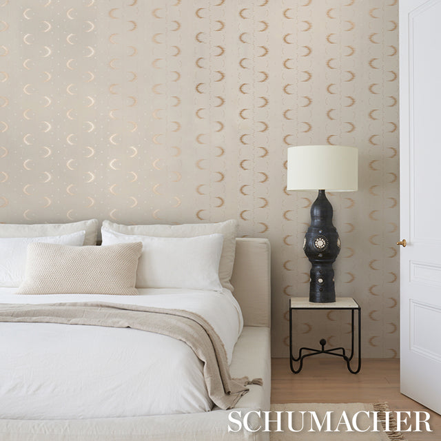 Aristelle Bronze Abstract Geometric Ikat Stripe Wallpaper – Schumacher 5016471