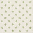 Green floral tossed small-scale wallpaper pattern on a light background, Auclair Floral by Schumacher.