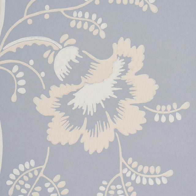 Bell Flowers Light Blue Floral Stripe Wallpaper – Schumacher 5016490
