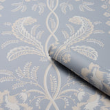 Bell Flowers Light Blue Floral Stripe Wallpaper – Schumacher 5016490