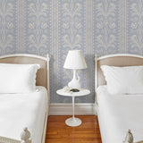 Bell Flowers Light Blue Floral Stripe Wallpaper – Schumacher 5016490
