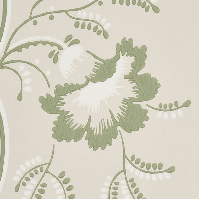 Bell Flowers Green by Schumacher Ornate Floral Stripe Wallpaper – Schumacher 5016491