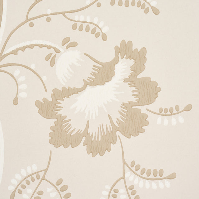 Bell Flowers Neutral Floral Stripe Wallpaper – Schumacher 5016492