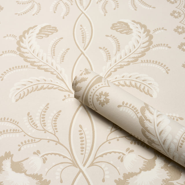 Bell Flowers Neutral Floral Stripe Wallpaper – Schumacher 5016492