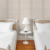 Bell Flowers Neutral Floral Stripe Wallpaper – Schumacher 5016492