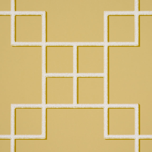 Georgette Trellis Buttercup by Schumacher Geometric Lattice Wallpaper – Schumacher 5016500
