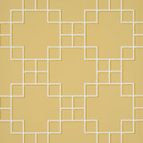 Georgette Trellis wallpaper in Buttercup by Schumacher, featuring a geometric lattice pattern in yellow and white.