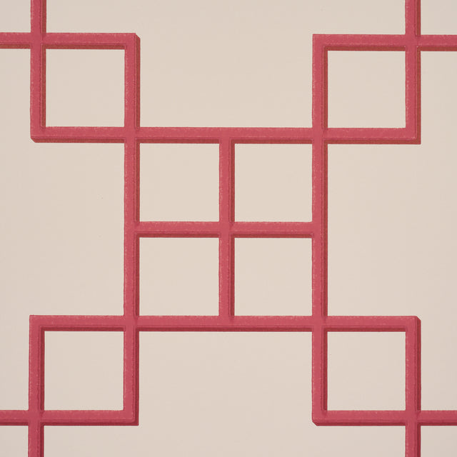 Georgette Trellis Red by Schumacher Geometric Lattice Wallpaper – Schumacher 5016502