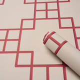Georgette Trellis Red by Schumacher Geometric Lattice Wallpaper – Schumacher 5016502