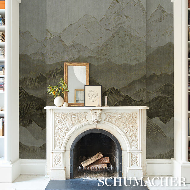Atmospheric Landscape Panel Set Misty Mountains by Schumacher Scenic Mountain Wall Mural – Schumacher 5016530