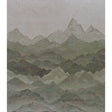 Atmospheric Landscape Panel Set wallpaper in Verdant Vista, a scenic mountain landscape design by Schumacher, shown installed in a living room setting.