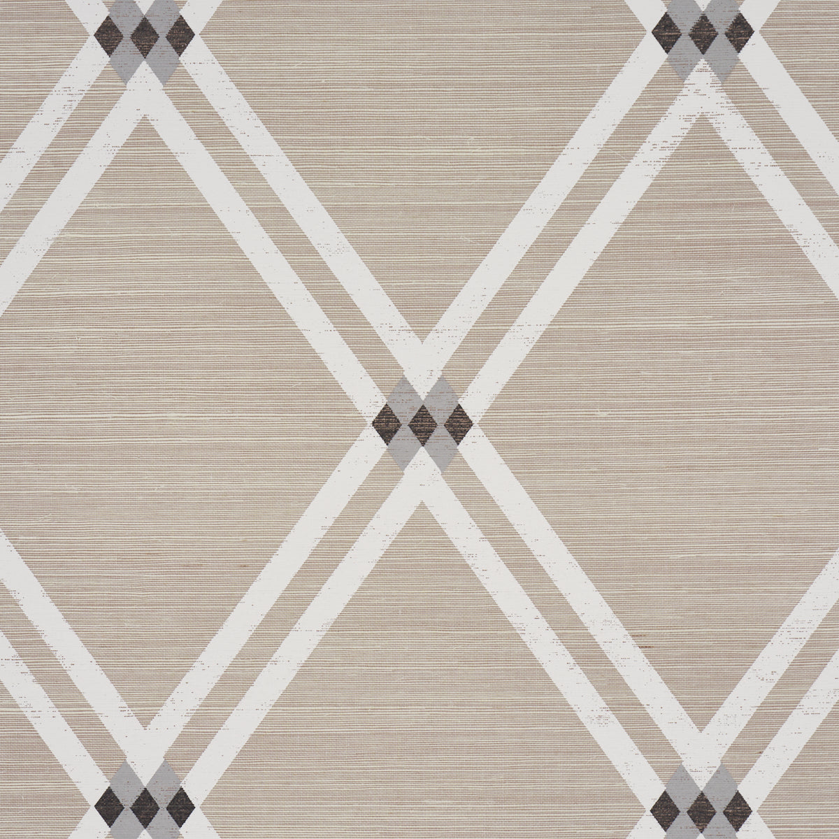 Asolo Sisal Silver by Schumacher Textured Trellis Wallpaper – Schumacher 5016540