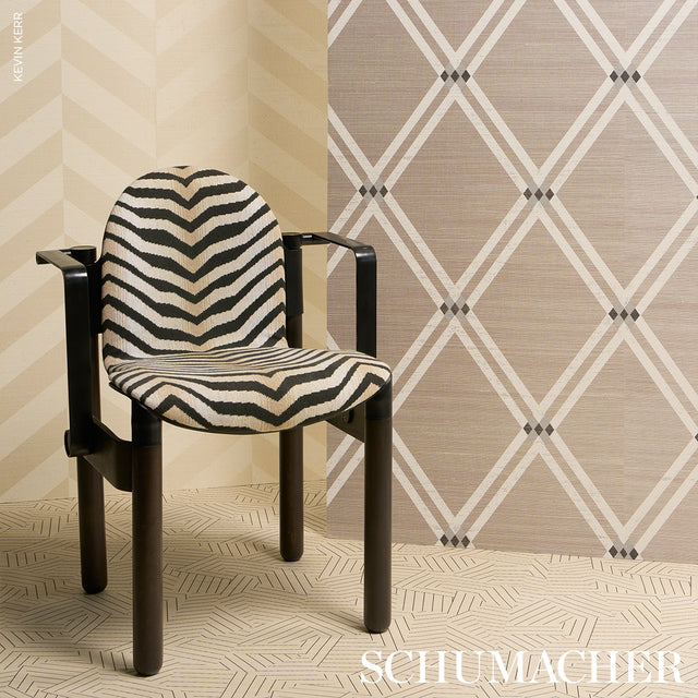 Asolo Sisal Silver by Schumacher Textured Trellis Wallpaper – Schumacher 5016540