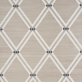 Asolo Sisal wallpaper in silver, featuring a medium-scale trellis with argyle elements and a graphic, textural look by Schumacher.