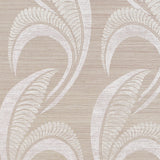 Banana Leaf Sisal wallpaper in silver by Neisha Crosland for Schumacher, featuring a large-scale botanical Art Deco design on woven sisal.