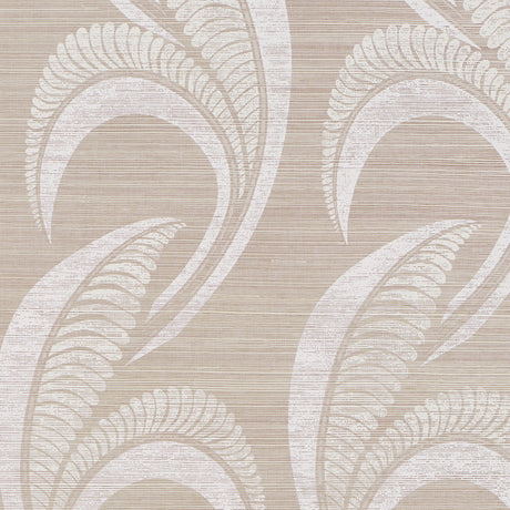 Banana Leaf Sisal wallpaper in silver by Neisha Crosland for Schumacher, featuring a large-scale botanical Art Deco design on woven sisal.