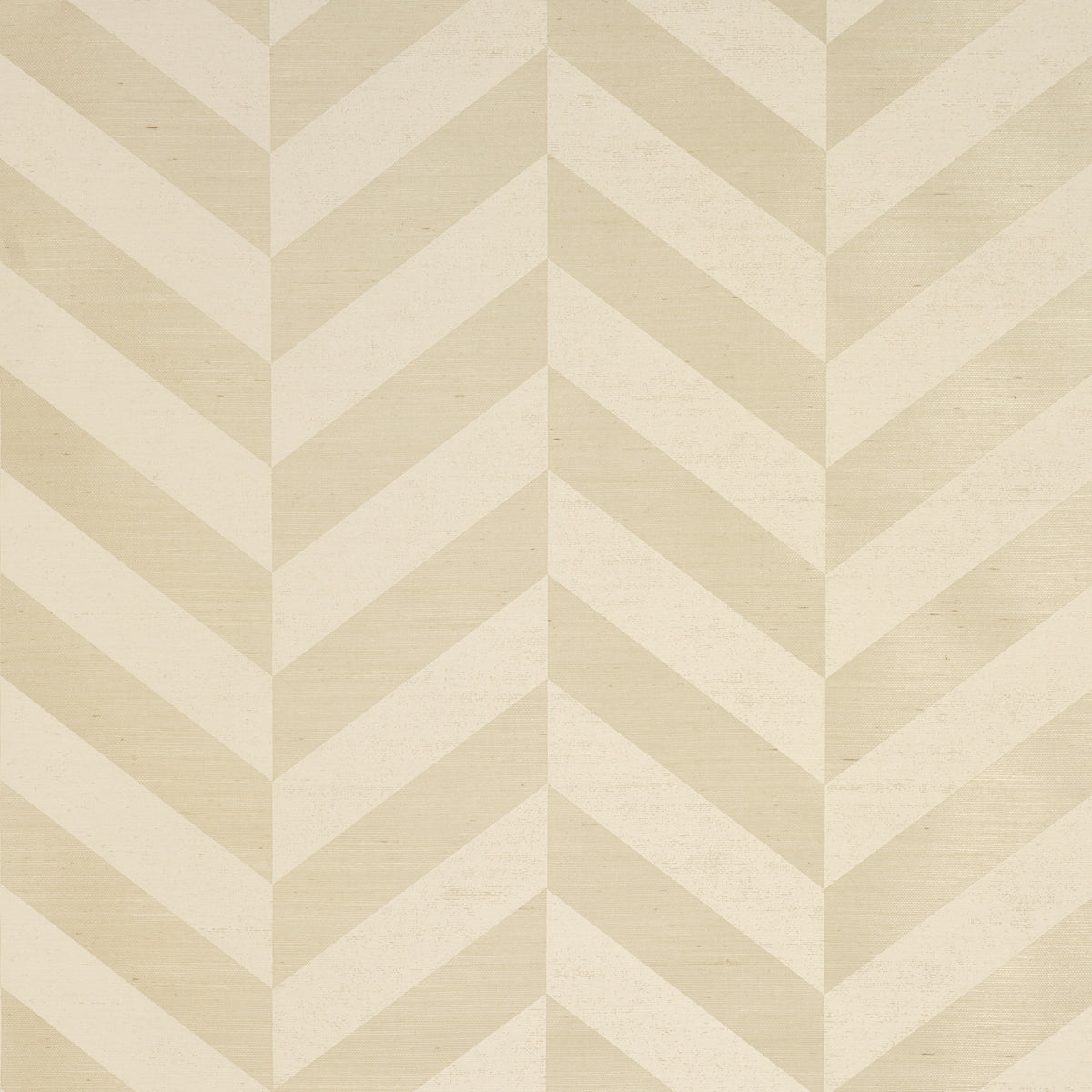 Staggered Chevron Sisal wallpaper in ivory by Schumacher, featuring a large-scale chevron pattern with a two-tone stripe effect and textural finish.
