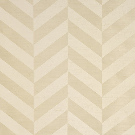 Staggered Chevron Sisal wallpaper in ivory by Schumacher, featuring a large-scale chevron pattern with a two-tone stripe effect and textural finish.